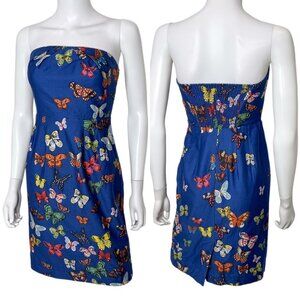 Anthropologie Nathalie Lete Paris Strapless Butterfly A-Line Mini Dress Size 0
